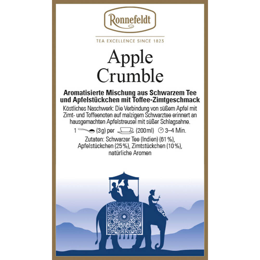 Schwarztee Apple Crumble Etikett