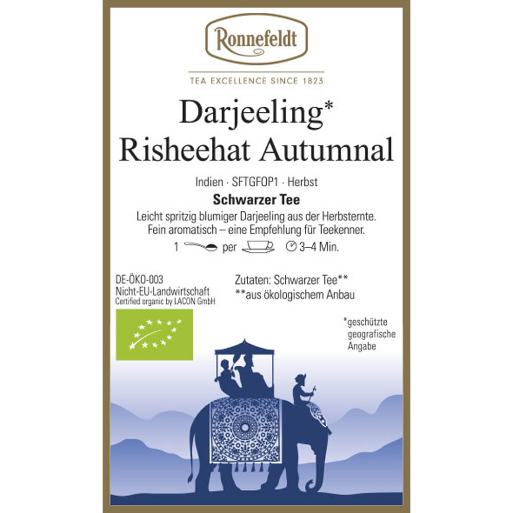 Ronnefeldt Darjeeling Risheehat Autumnal bio Etikett