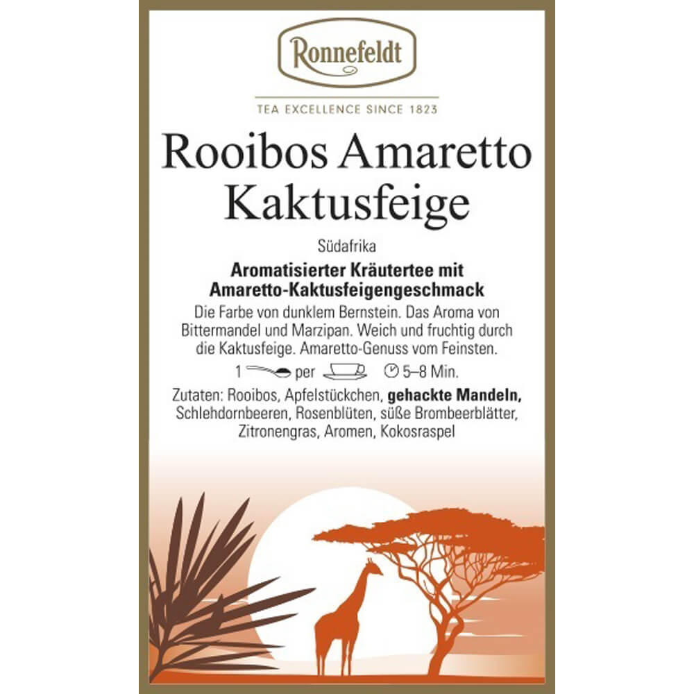 Rooibos Amaretto-Kaktusfeige Etikett