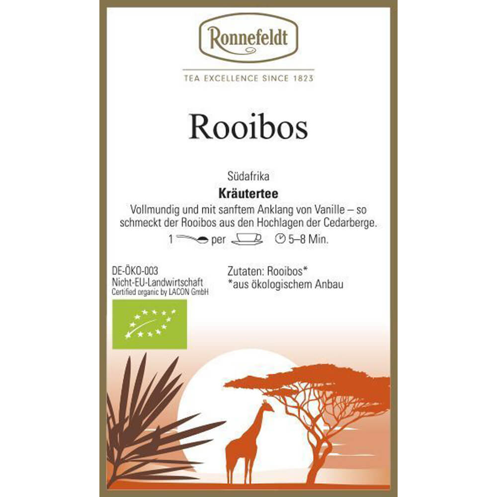 Rooibos bio aus Südafrika Etikett