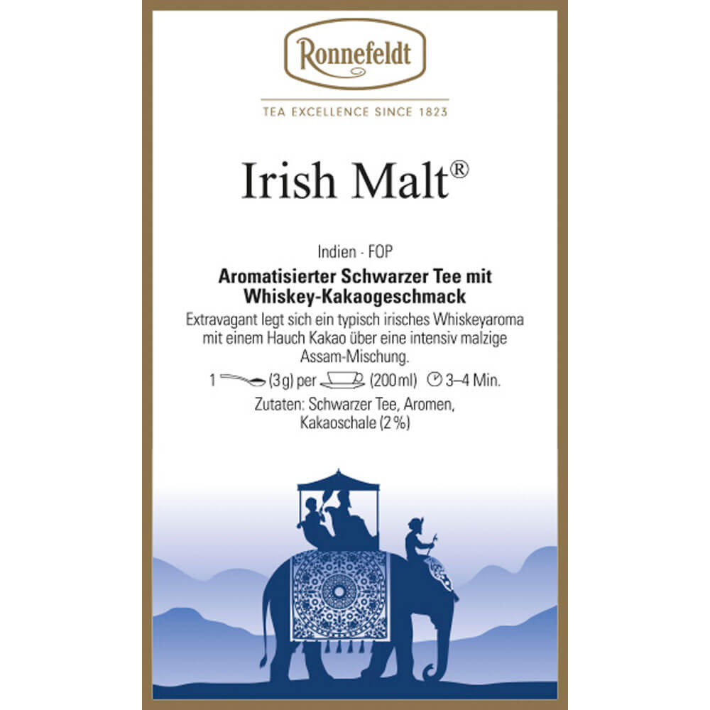 Ronnefeldt Schwarztee Irish Malt Etikett