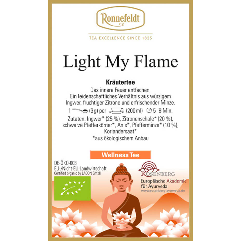Ayurveda Tee Light My Flame bio Etikett neu