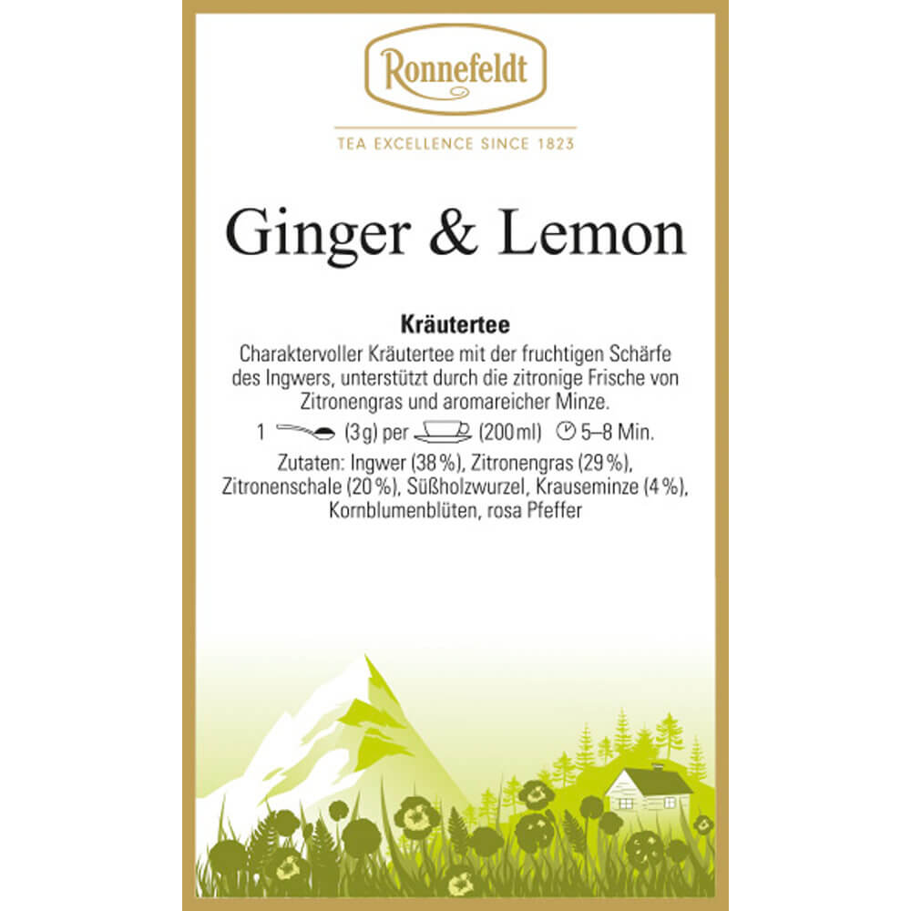 Kräutertee Ginger & Lemon Etikett
