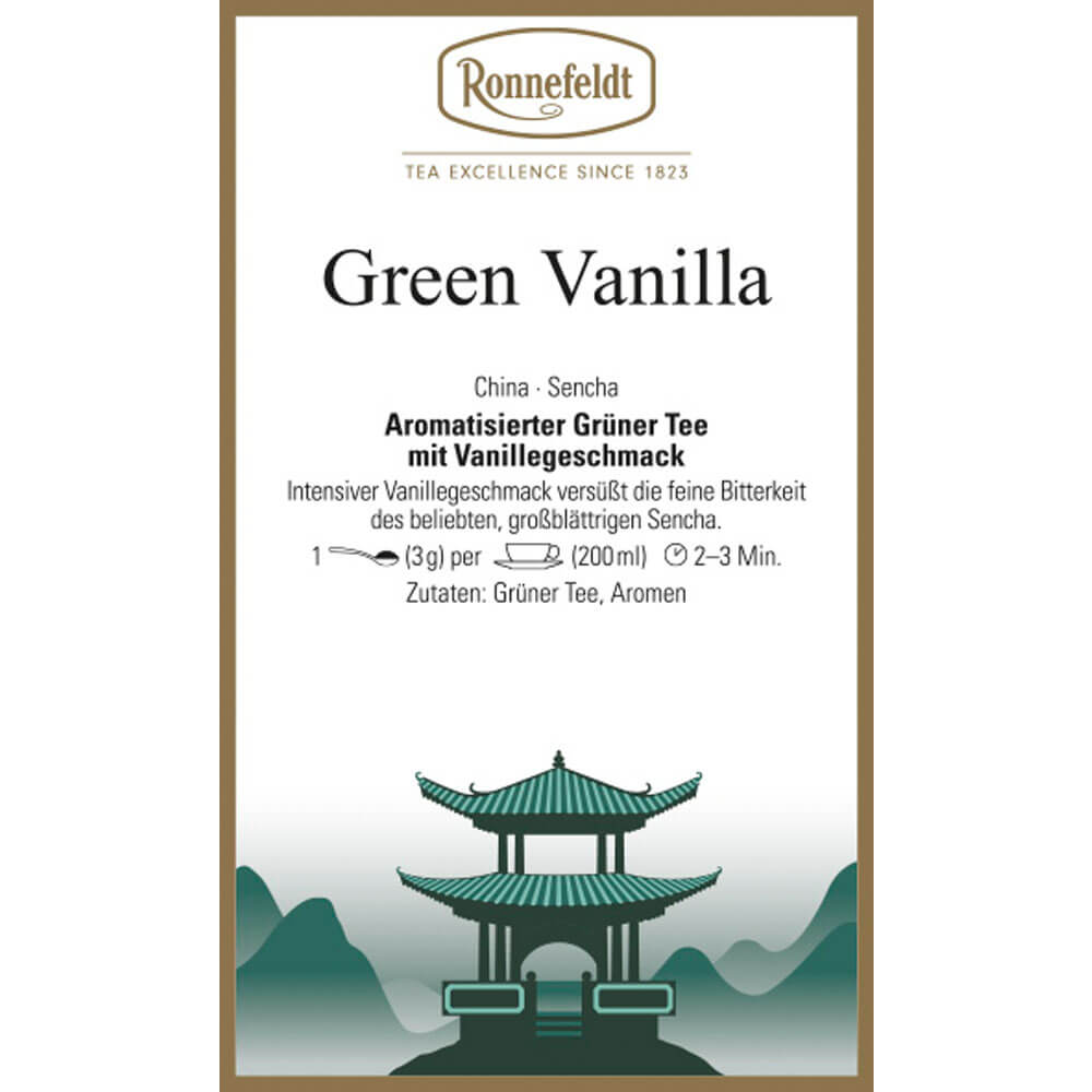 Ronnefeldt Grüntee Green Vanilla Etikett neu