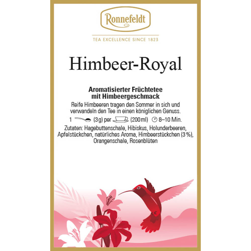 Früchtetee Himbeer Royal Etikett