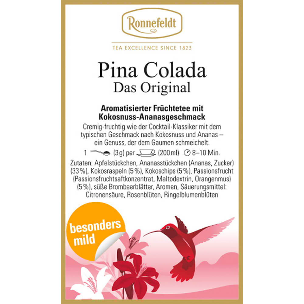 Ronnefeldt Früchtetee Pina Colada Etikett