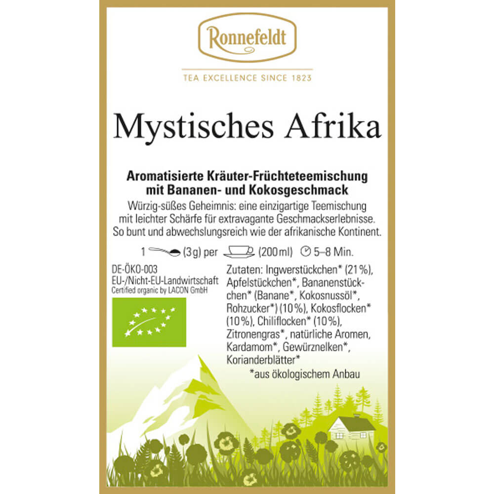 Kräuter-Früchteteemischung Mystisches Afrika Etikett