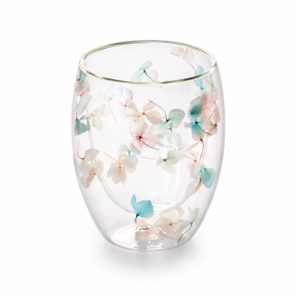 Doppelwandiges Glas Edvina mit echten Trockenblüten