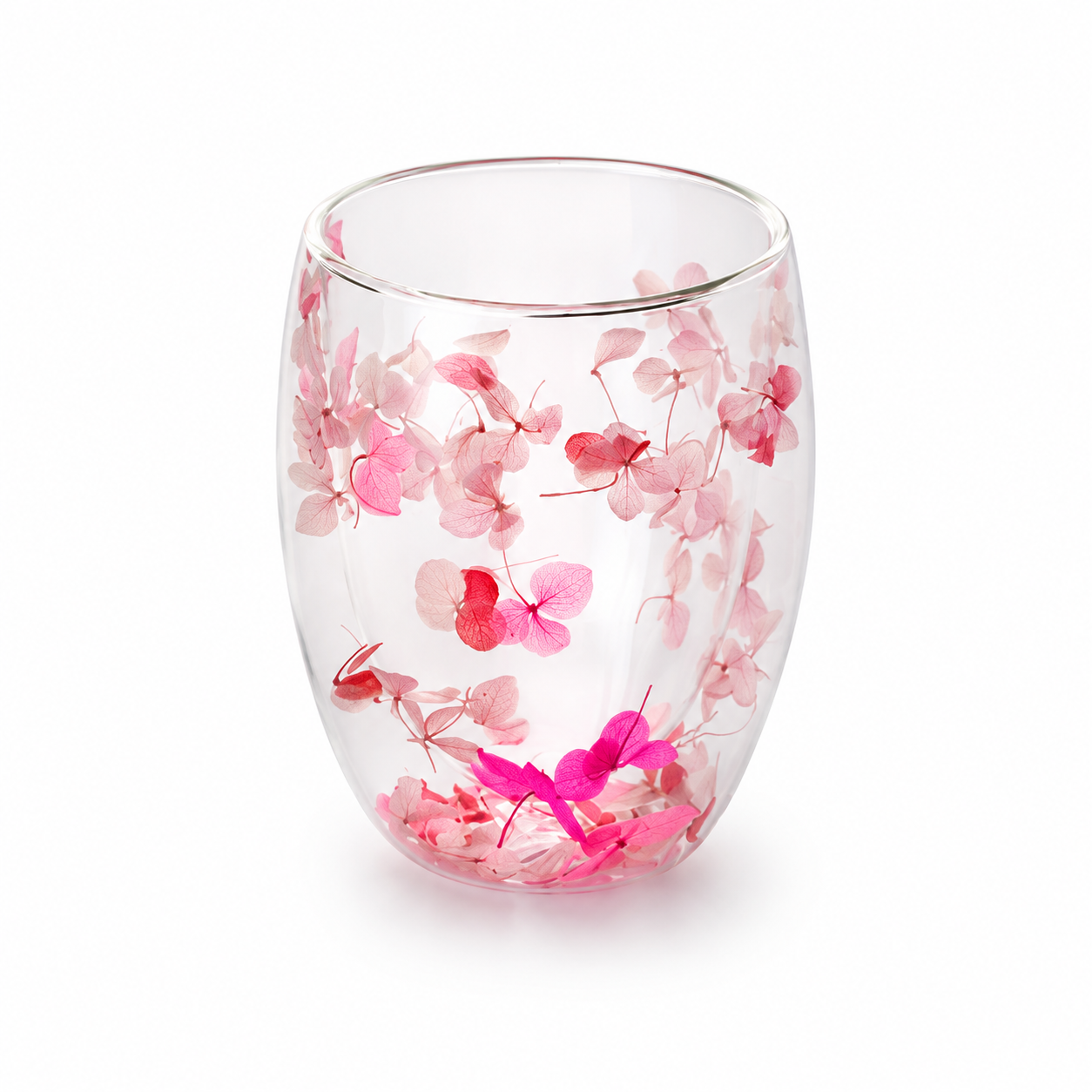 Doppelwandiges Glas Edvina mit echten Trockenblüten