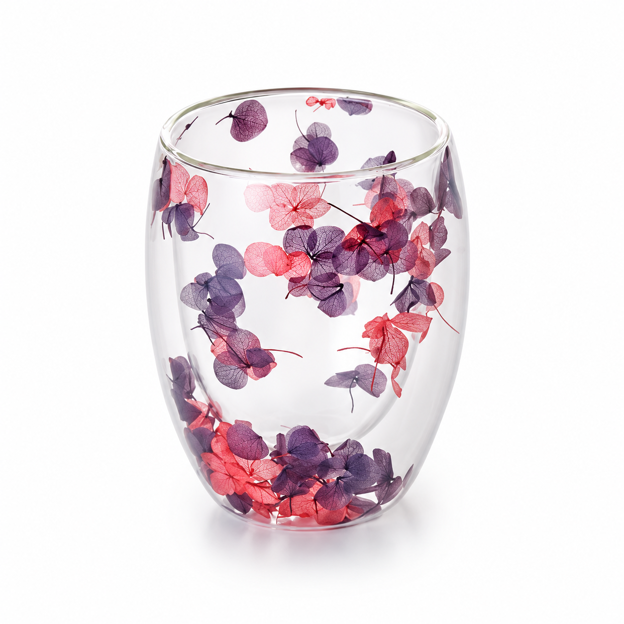 Doppelwandiges Glas Edvina mit echten Trockenblüten