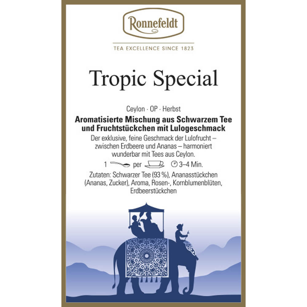 Ronnefeldt Schwarztee Tropic Special Etikett