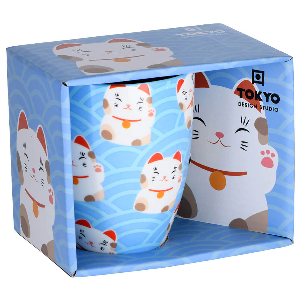 Kawaii Porzellanbecher Lucky Cat in dekorativer Geschenkverpackung von Tokyo Design Studio#teebecher_lucky-cat