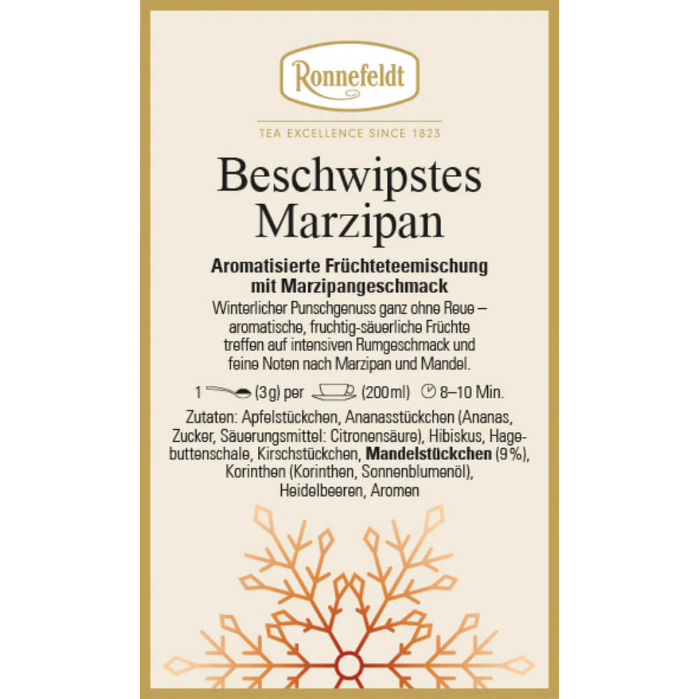 Ronnefeldt Wintertee Beschwipstes Marzipan Winter Etikett