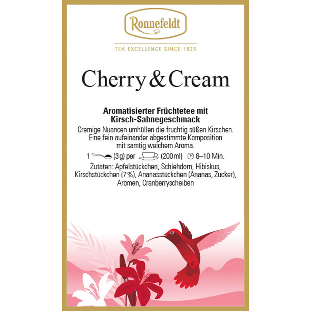 Früchtetee Cherry und Cream Etikett neu