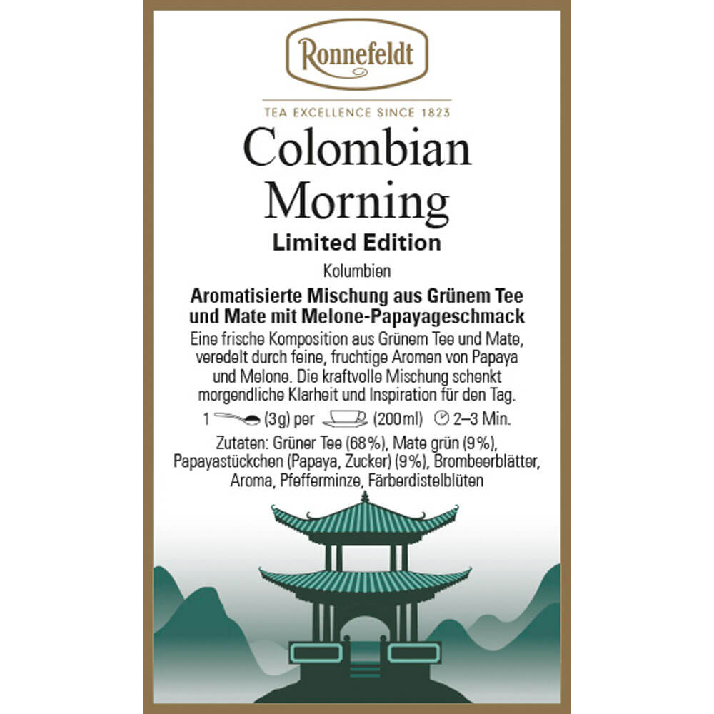 Teemischung Colombian Morning Etikett