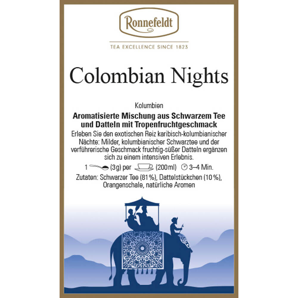 Ronnefeldt Schwarztee Colombian Nights Etikett