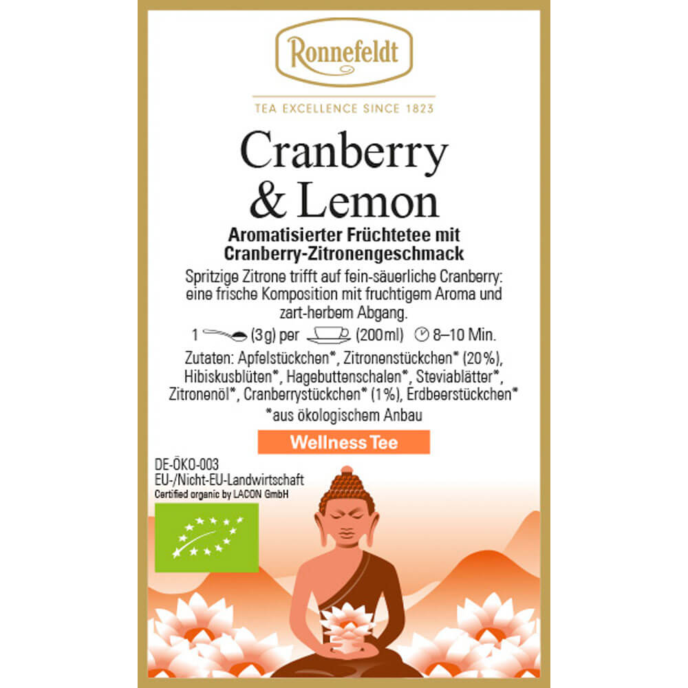 Cranberry Lemon Wellness Tee bio Etikett