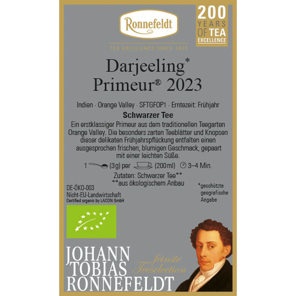 Ronnefeldt Darjeeling Primeur 2023 Orange Valley Etikett