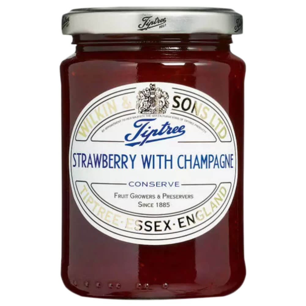 Glas Wilkin & Sons Tiptree Erdbeermarmelade mit Champagner aus England