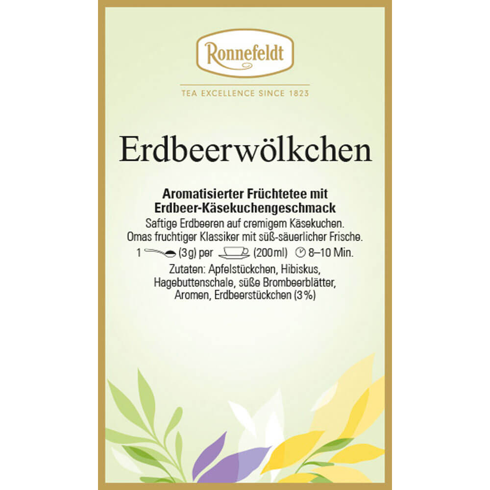 Früchtetee Erdbeerwölkchen Etikett Saison