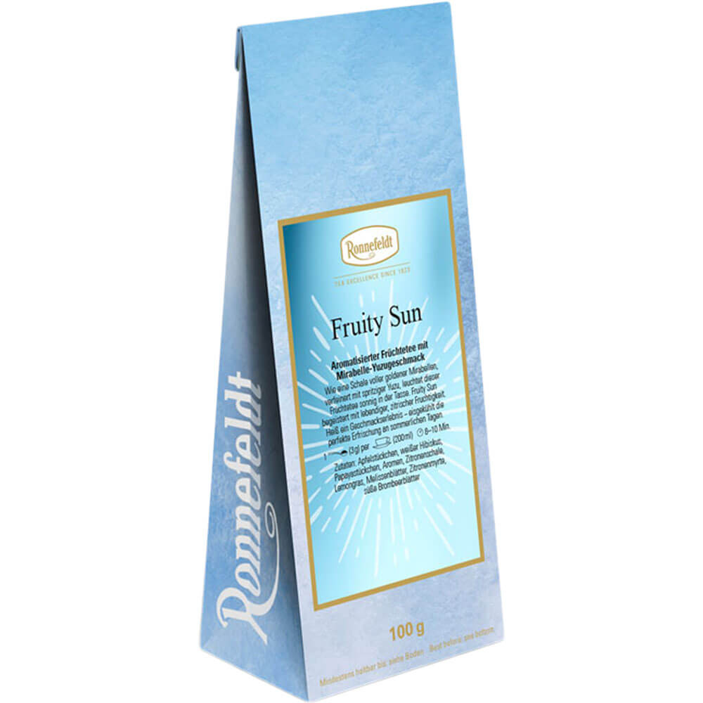 Ronnefeldt Fruity Sun 100 g Packung Limited Edition Früchtetee mit Mirabelle-Yuzu-Geschmack