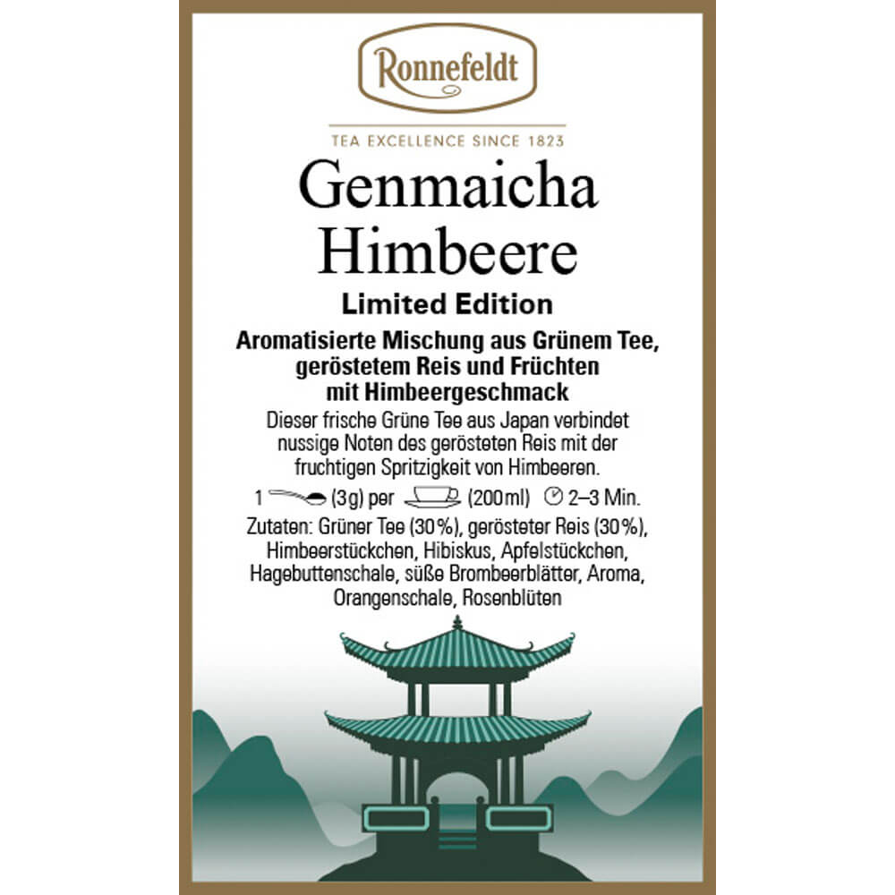 Ronnefeldt Genmaicha Himbeere Etikett