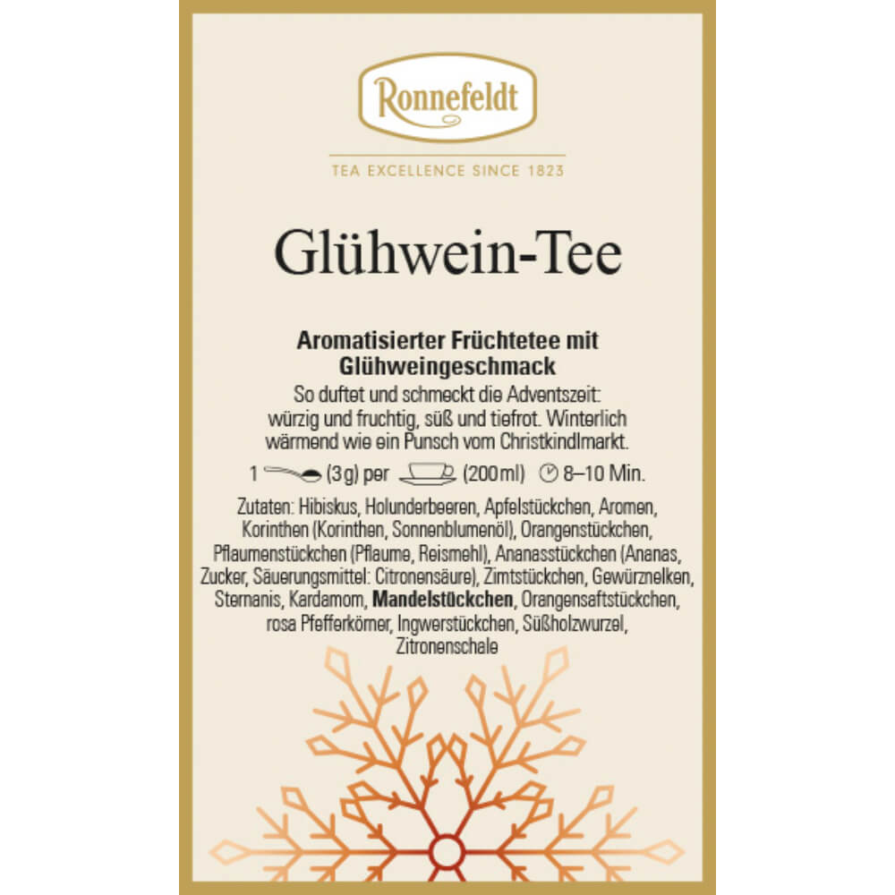 Ronnefeldt Früchtetee Glühwein-Tee Etikett Winter