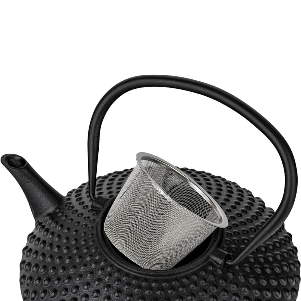 Schwarze Gusseisen Teekanne Bredemeijer Xilin 1,25 l mit herausnehmbarem Edelstahl Teefilter