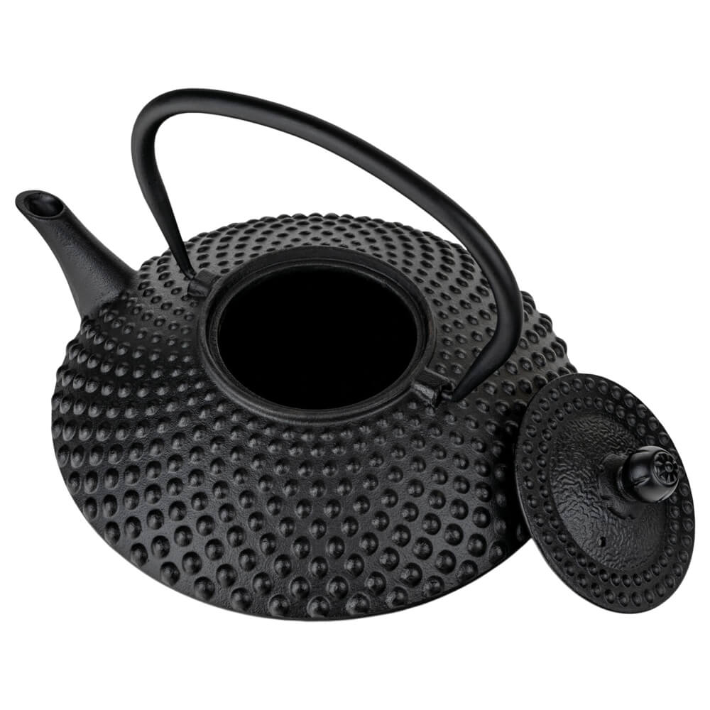 Offene schwarze Gusseisen Teekanne Bredemeijer Xilin 1,25 l mit großer Einfüllöffnung