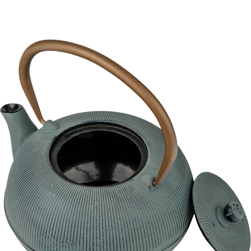 Teekanne Gusseisen Sichuan blau offen#eisenkanne-aus-china_blau