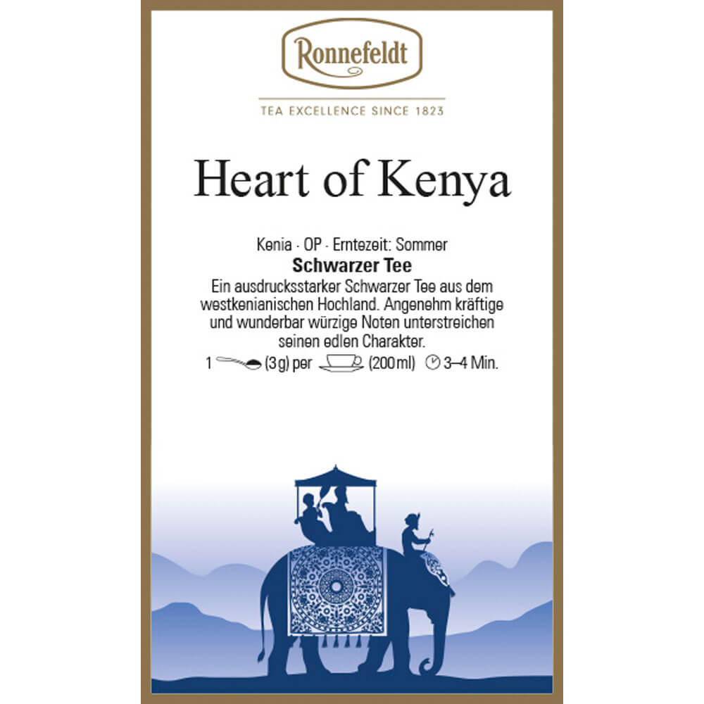 Schwarztee Heart of Kenya Etikett