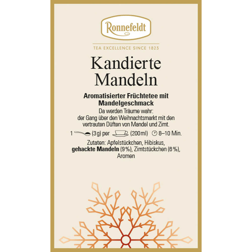 Ronnefeldt Früchtetee Kandierte Mandeln Winter Etikett