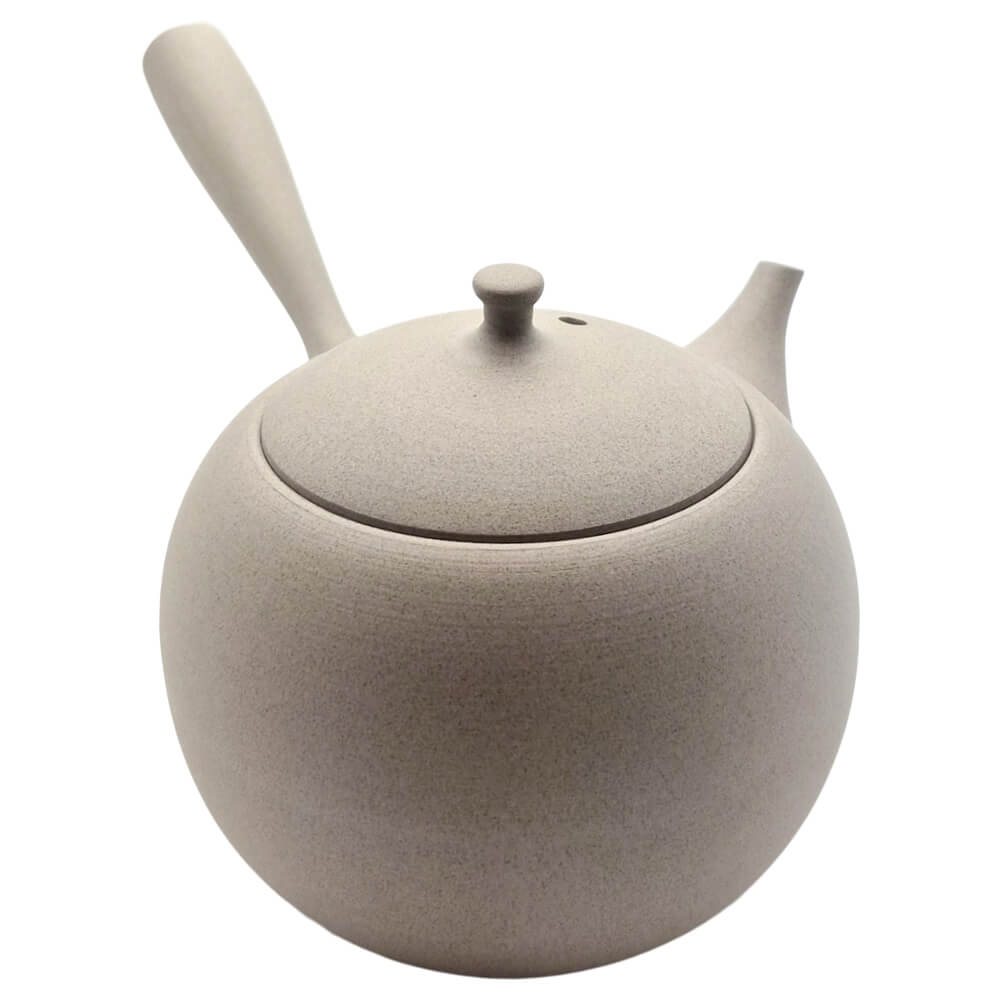 Japanische Kyusu Teekanne Jinsui sandfarben Rückseite