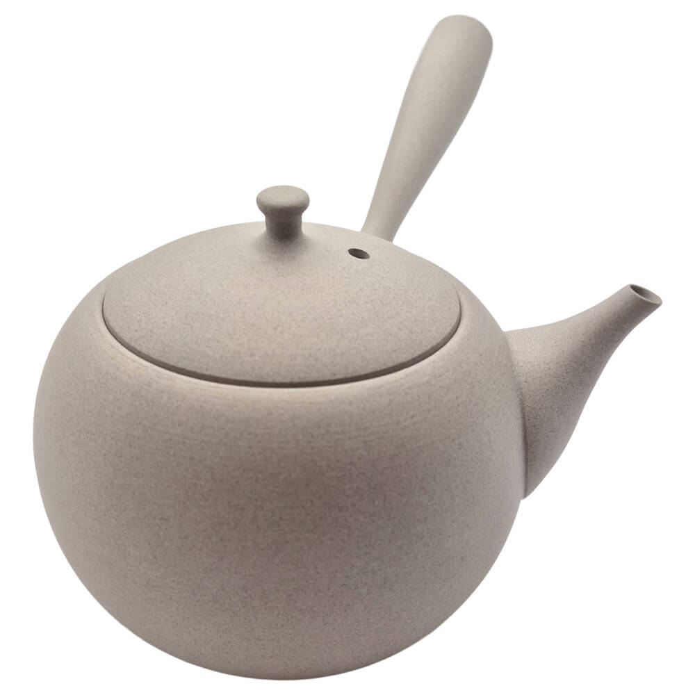 Japanische Kyusu Teekanne Jinsui sandfarben Griff rechts