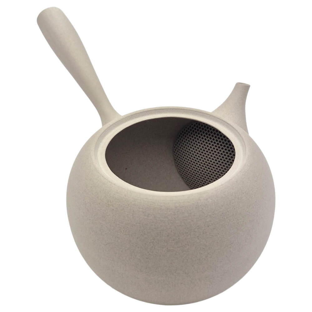 Japanische Kyusu Teekanne Jinsui sandfarben offen