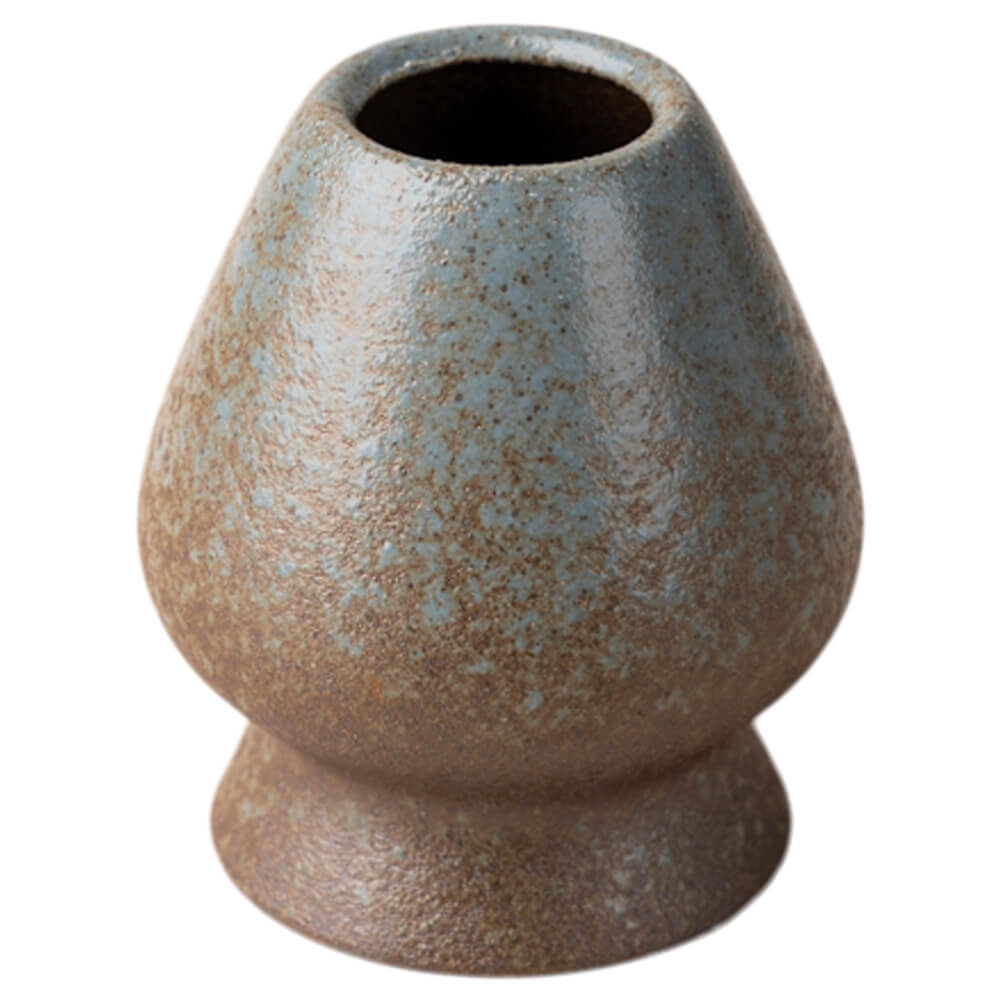 Matcha Besenhalter aus Porzellan mit blau-brauner Reaktivglasur#variante_besenhalter-ayato