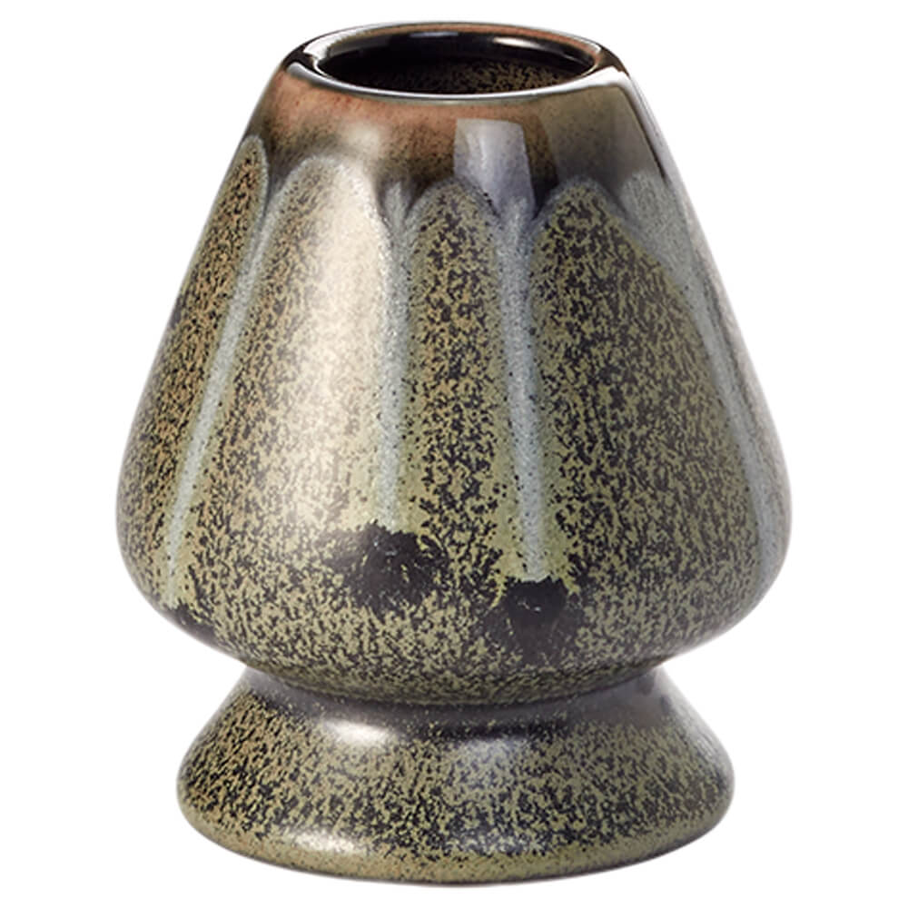 Matcha Besenhalter aus Porzellan mit grün-brauner Reaktivglasur#variante_besenhalter-ibuki
