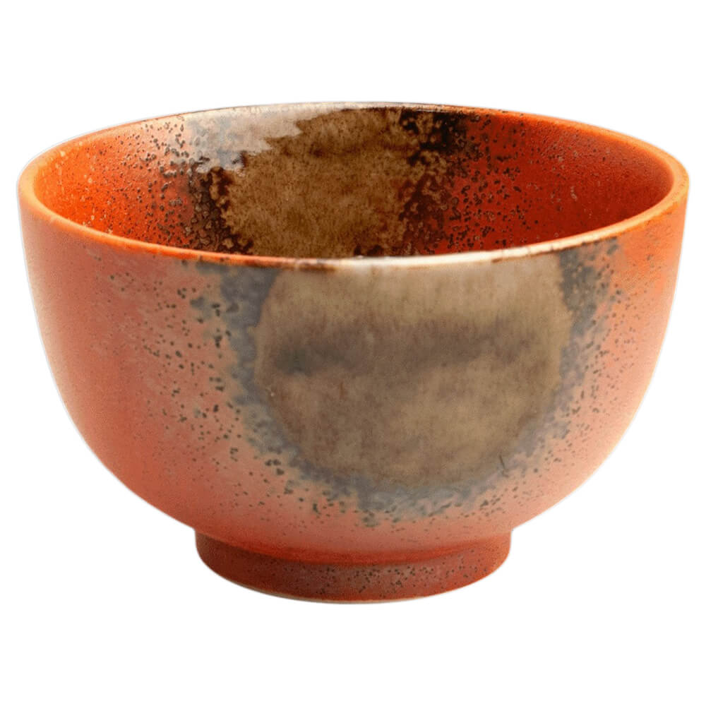 Japanische Matchaschale Akayuu aus Keramik mit erdiger Glasur in warmen Rot- und Brauntönen#set_akayuu-4-teilig