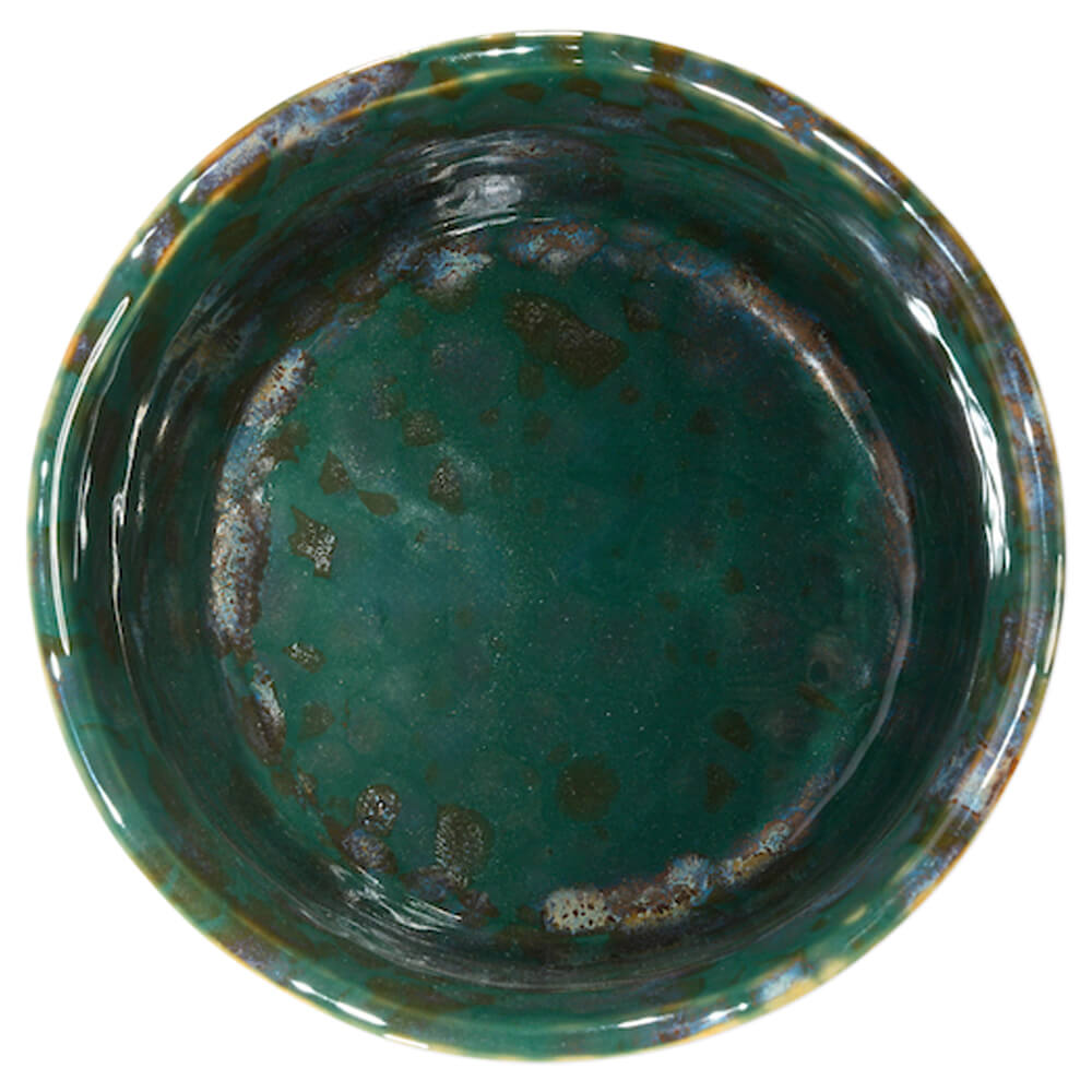 Ronnefeldt Set Matchaschale dunkelgrün gesprenkelt offen#set_schale-handbemalt