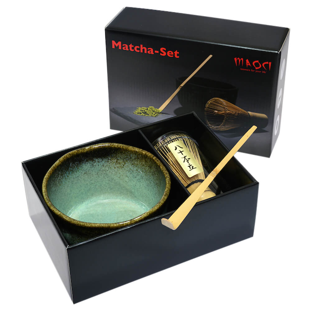 Matchaset dreiteilig Schale mint gesprenkelt#variante_schale-mint-gesprenkelt