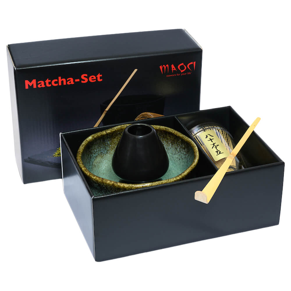 Premium Matchaset vierteilig Schale mint gesprenkelt#variante_schale-mint-gesprenkelt