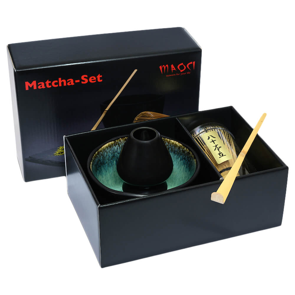 Premium Matchaset vierteilig Box Schale schwarz innen smaragd#variante_schale-schwarz-innen-smaragd