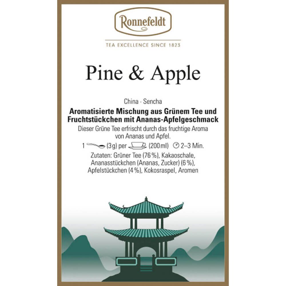 Ronnefeldt Grüntee Pine & Apple Etikett