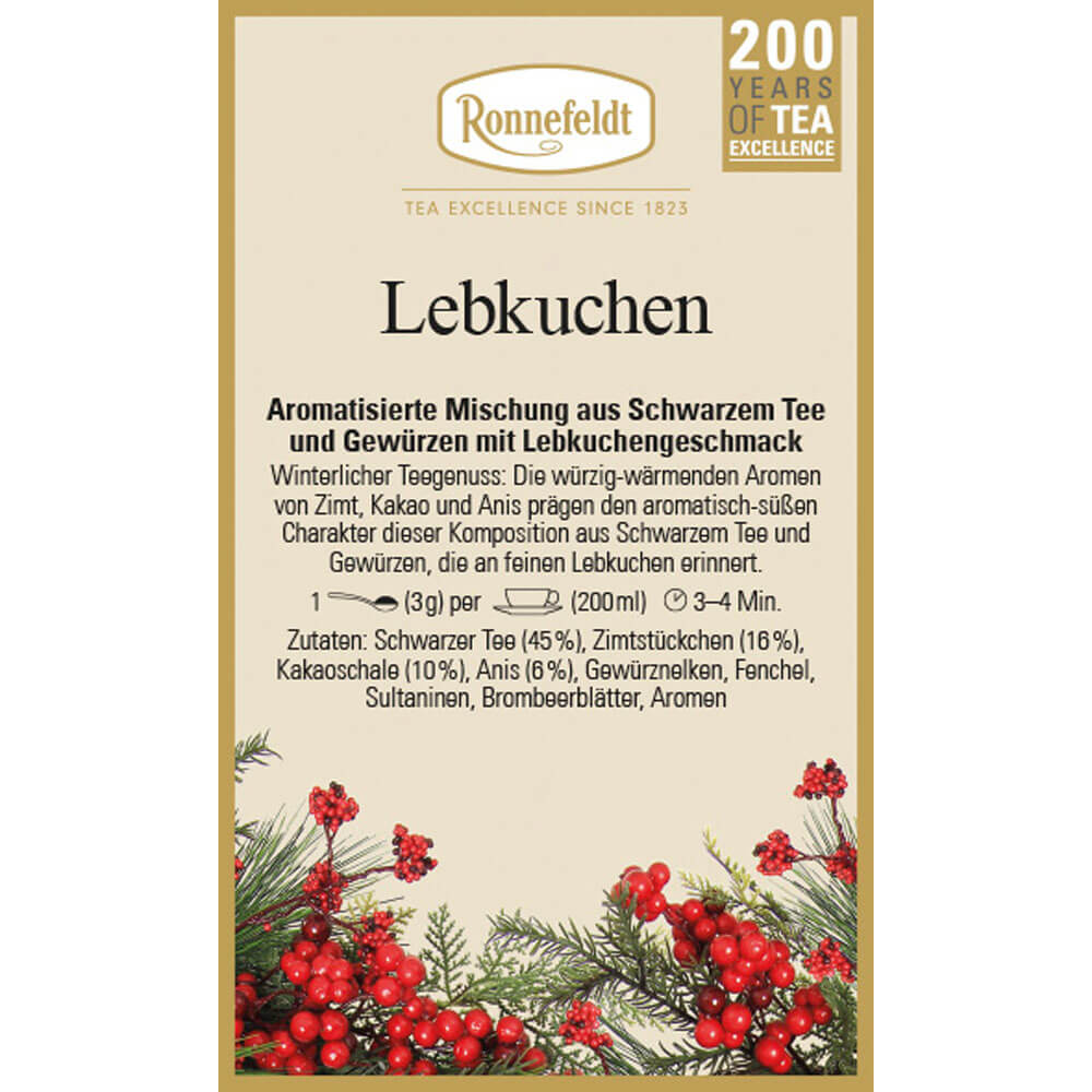 Schwarztee Lebkuchen Etikett