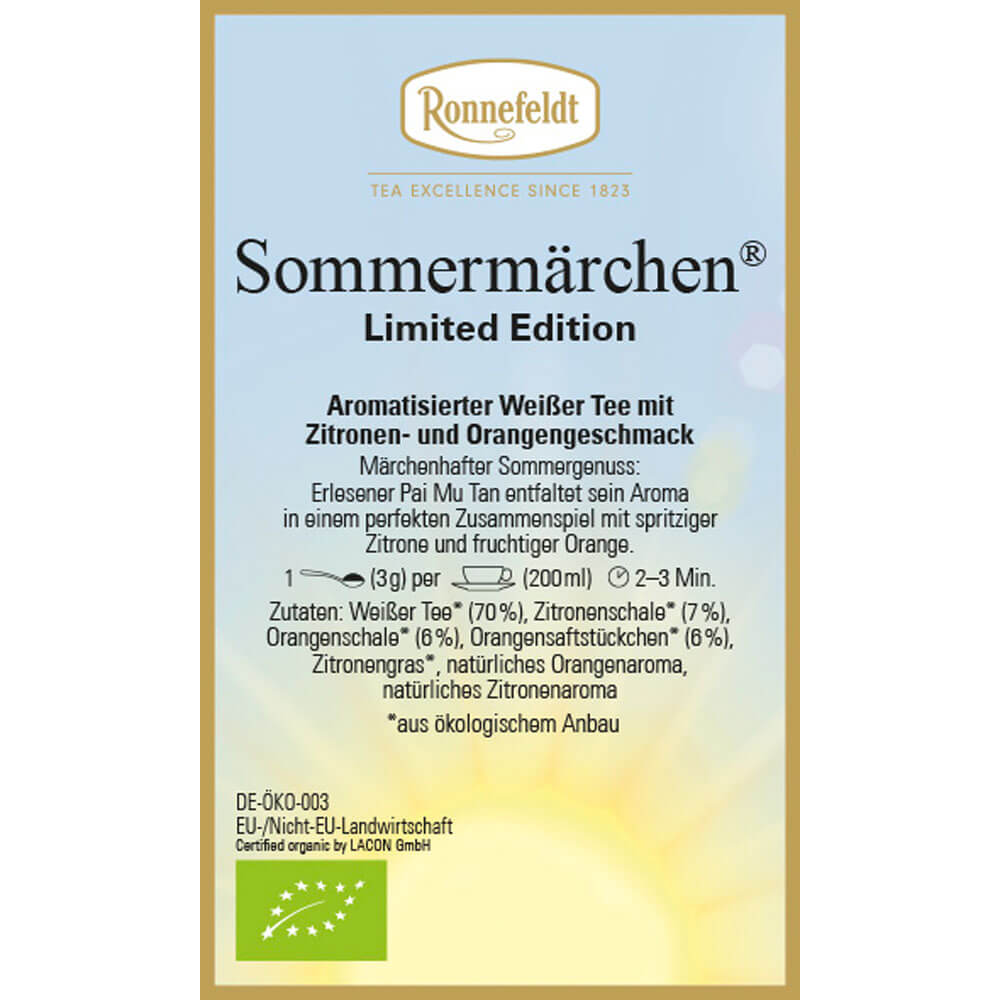 Weißer Tee Sommermärchen bio aromatisiert Etikett