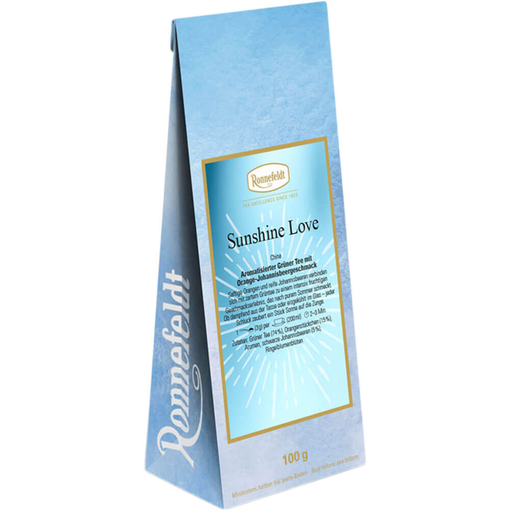Packung Ronnefeldt Sunshine Love 100 g aromatisierter Grüner Tee aus der Eistee-Kollektion