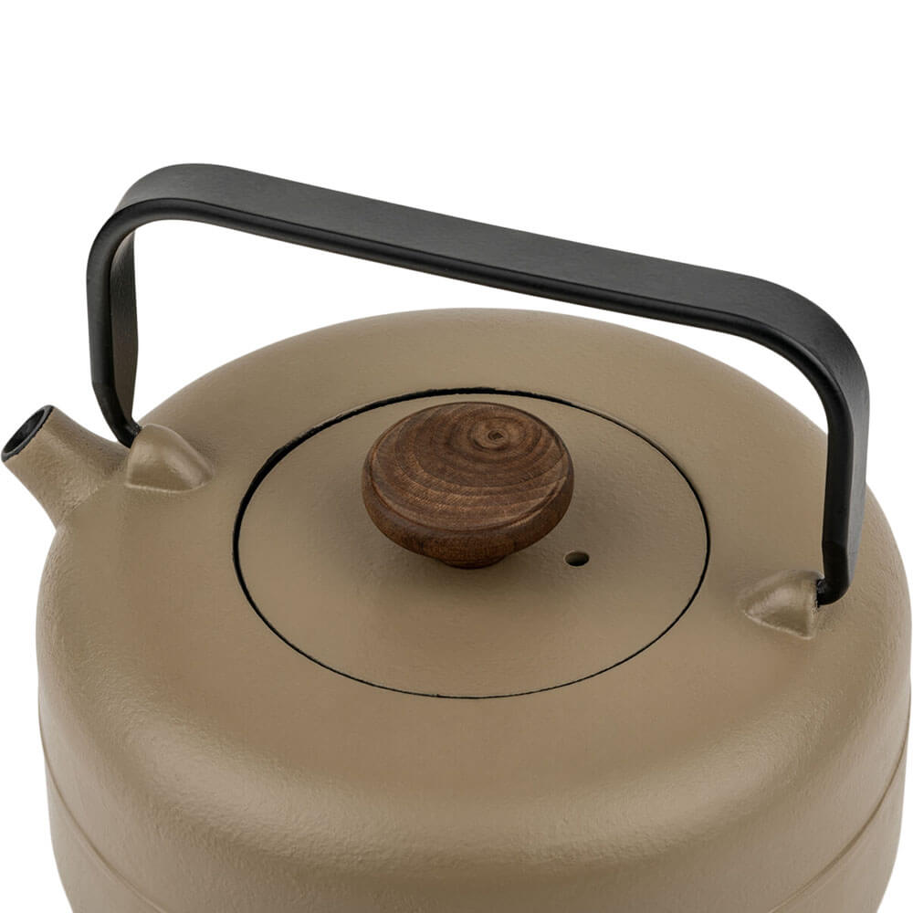 Teekanne Gusseisen Henan beige Deckel mit Holzknauf#eisenkanne-aus-china_beige