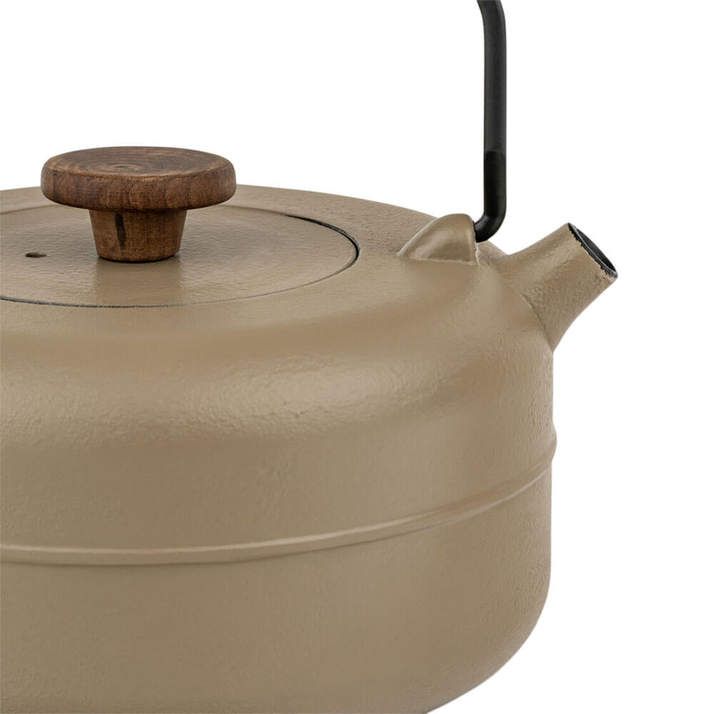 Teekanne Gusseisen Henan beige mit Holzknauf Tülle#eisenkanne-aus-china_beige
