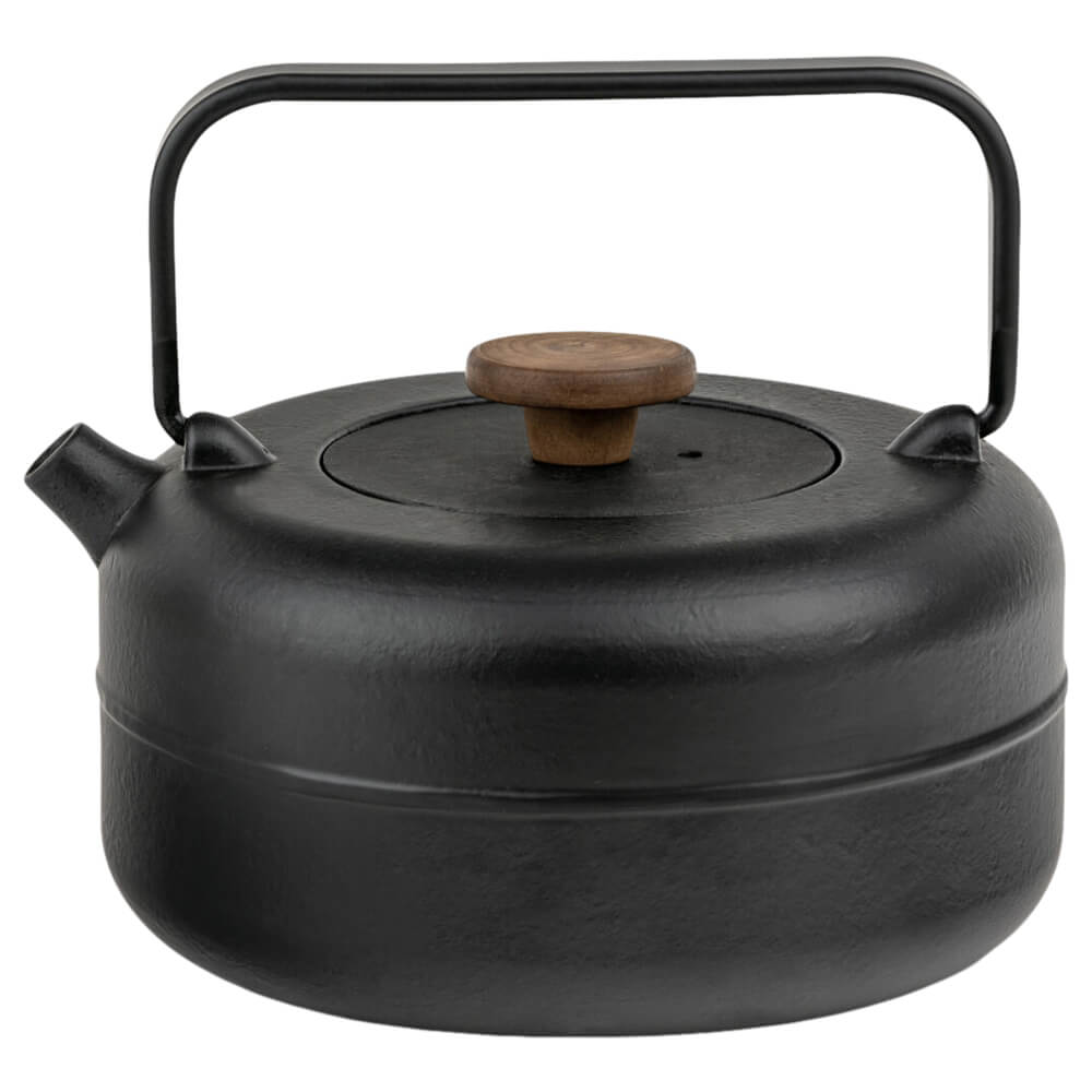 Teekanne Gusseisen Henan schwarz mit Henkel und Filter#eisenkanne-aus-china_schwarz