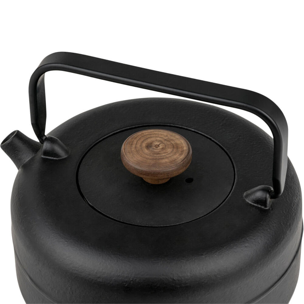 Teekanne Gusseisen Henan schwarz Deckel mit Holzknauf#eisenkanne-aus-china_schwarz
